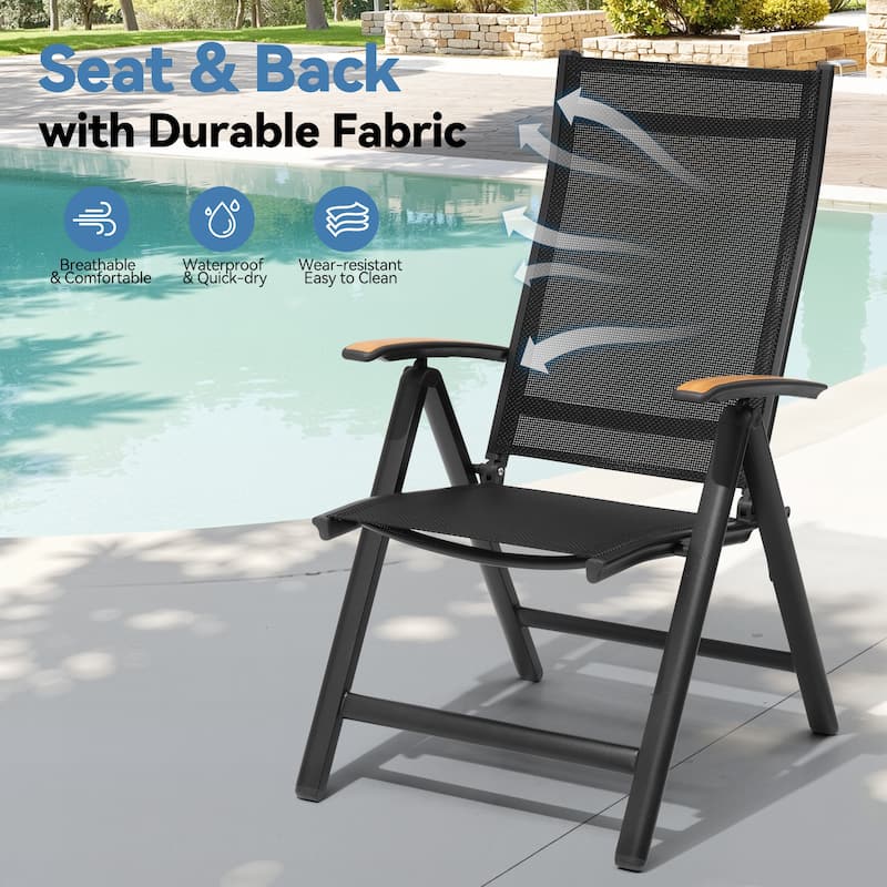 VredHom 11PC Outdoor Patio Aluminum Expandable Rectangle Dining Set Table with Folding Chairs