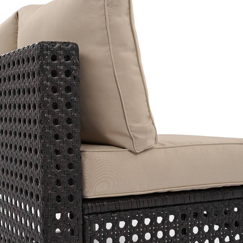 6-Person Diamond Weave Patio Sectional with Ice-Bucket Coffee Table