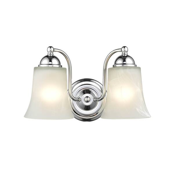slide 2 of 8, Millennium Lighting 2 Light Vanity Fixture in Multiple Finishes with Faux Alabaster Shades Chrome