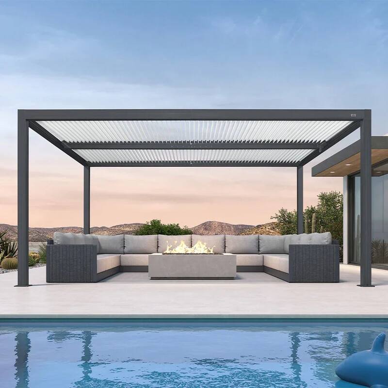 PURPLE LEAF Louvered Pergola Outdoor Aluminum Pergola with Adjustable Roof for Patio Hardtop Gazebo