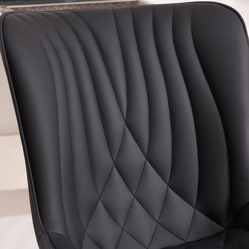 Modern Office Chair, Faux Leather Padded Desk Chair with Back, Wheels