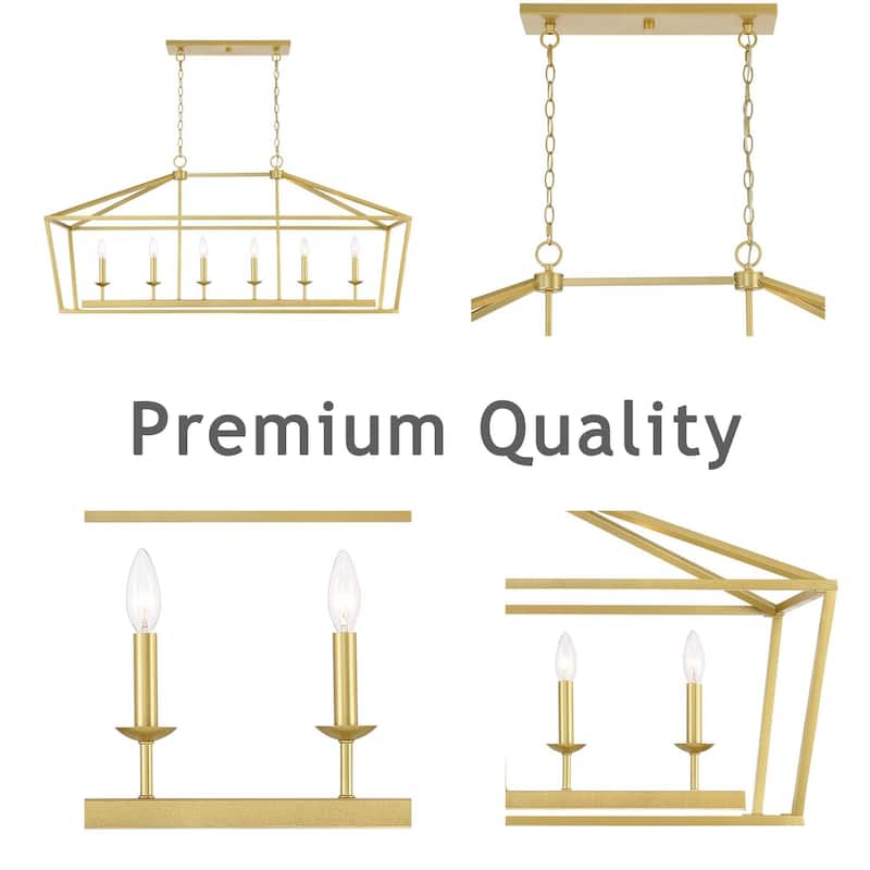 Acroma Mid-century Modern 6-light Kitchen Island Rectangle Chandelier - 49In