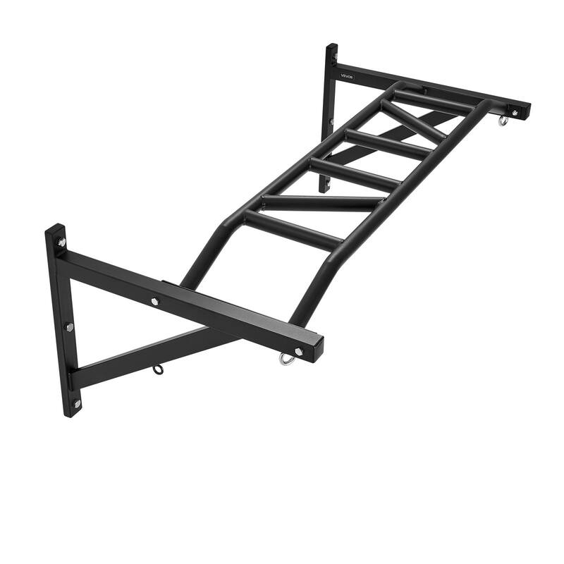 Black Wall Mounted Pull Up Bar with 10 Grip Positions Heavy Duty Steel Chin Up Bar for Home or Gym - 49.61” x 23.07” x 17.95”