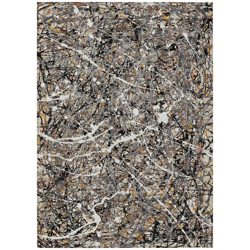 Machine Washable Indoor/ Outdoor Modern Splatter Chantille Rug