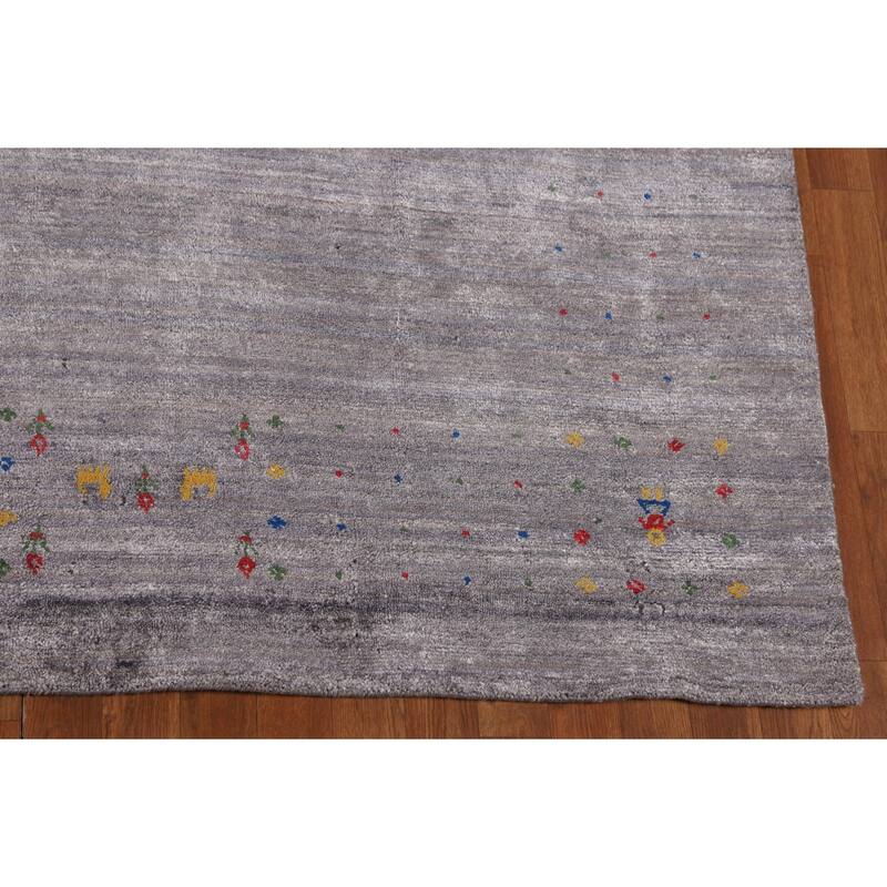 Gabbeh Indian Area Rug Handmade Silk Carpet - 7'10"x 9'9"