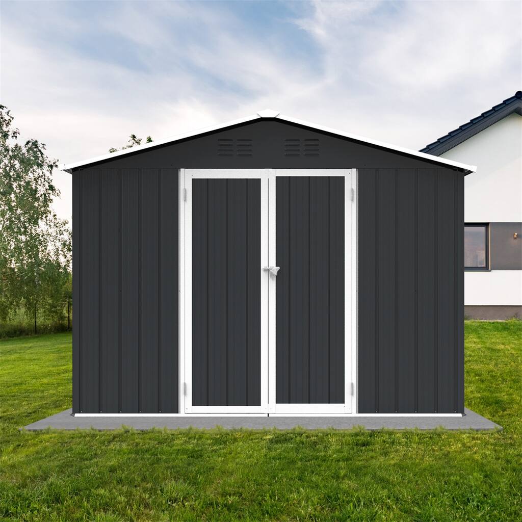 6FT x 8FT Dark Grey Metal Garden Outdoor Storage Sheds