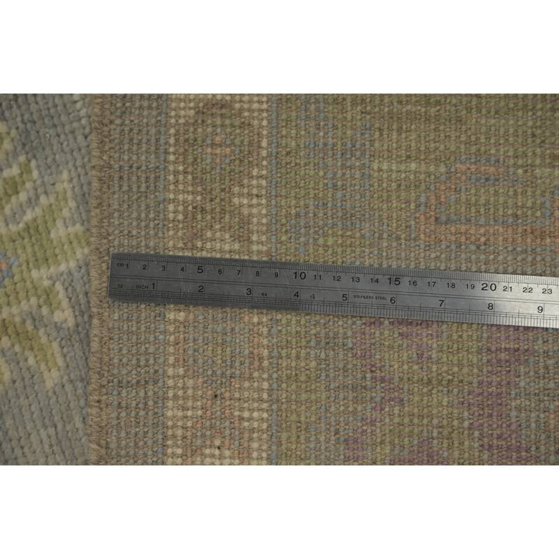 Handmade Gray Oushak Vegetable Dye Area Rug, Floral Geometric Carpet - 10' 0'' X 8' 0''