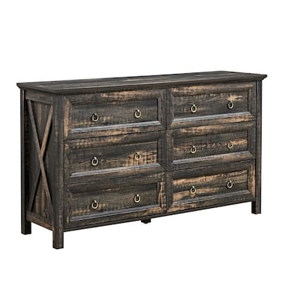 6 Drawers Wood Dresser for Bedroom