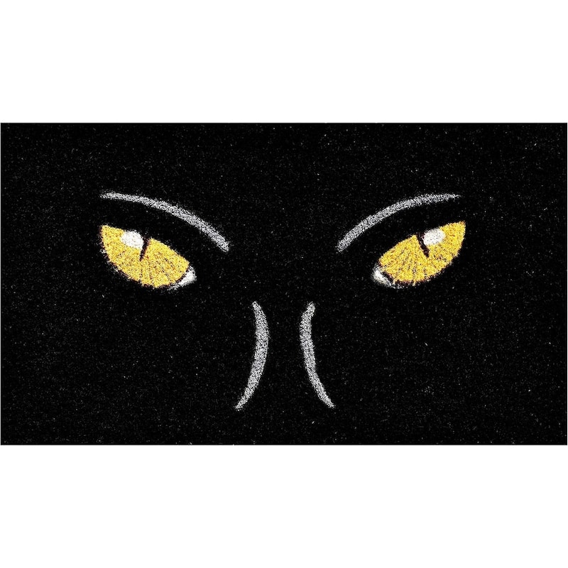 HomeRoots 17" X 29" Black And White Spooky Eyes Halloween Outdoor Coir Door Mat - 17.00' X '29.00