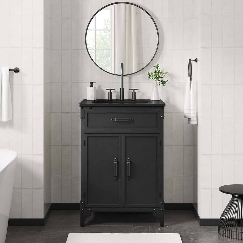 Steamforge Bathroom Vanity Basin Included - 24" - Black Black