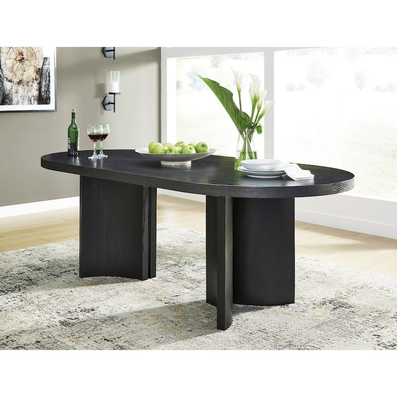 Signature Design by Ashley Rowanbeck Black Dining Table - 86.25" W x 42" D x 30.25" H - 86.25" W x 42" D x 30.25" H - Black