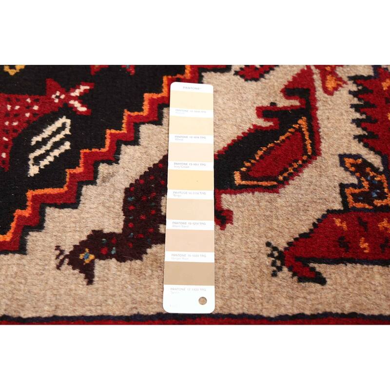 ECARPETGALLERY Hand-knotted Baluch Beige, Red Wool Rug - 3'0 x 5'6