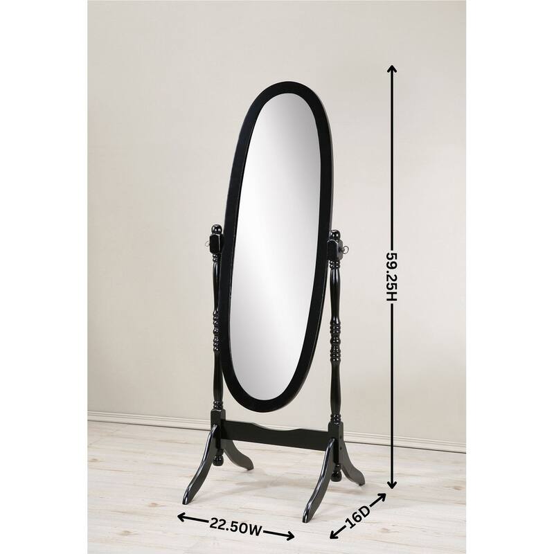 Traditional Queen Anna Style Wood Floor Cheval Mirror, Silver Finish