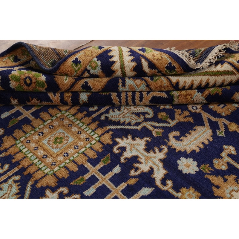 All-Over Blue Oushak Oriental Area Rug Handmade Wool Carpet - 7'11"x 9'9"