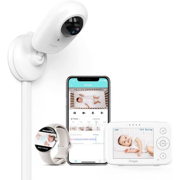 slide 2 of 5, Simyke Smart Baby Monitor - 1080P HD Camera, Smartwatch Connectivity - White White