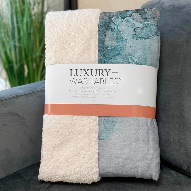 Premium Machine Washable Abstract Contemporary Sherpa Throw Blanket