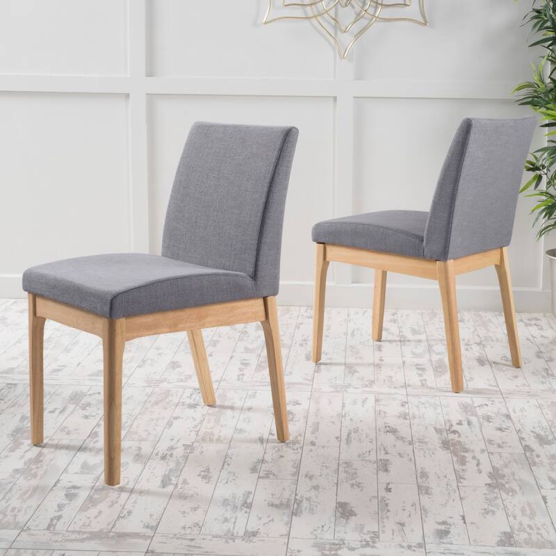 Christopher Knight Home Kwame Upholstered Rubberwood Dining Chairs (Set of 2) - Grey/Oak Finish