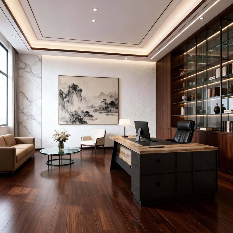 WESOME 78in Modern L-Shaped Executive Desk with Drawer 2-Tier Storage Shelves Cabinets