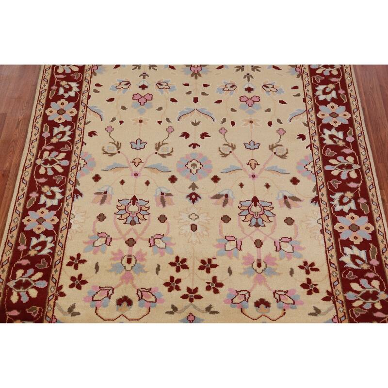 Hand Knotted Oriental 100% Wool Carpet Traditional Floral Peach Ziegler Area Rug - 7' 1'' X 5' 5''