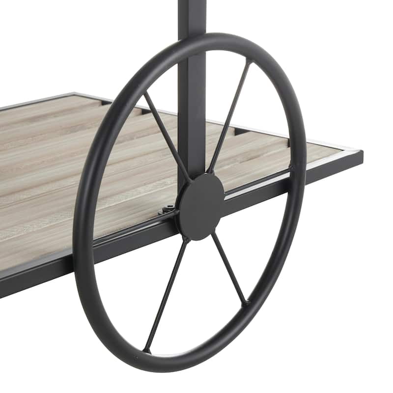 Wood Wheelbarrow 1 Shelf Indoor Plantstand - Cream - Roche River Decor