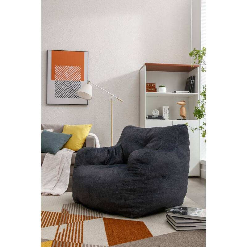 Soft Cotton Linen Fabric Bean Bag Chair Filled with Memory Sponge