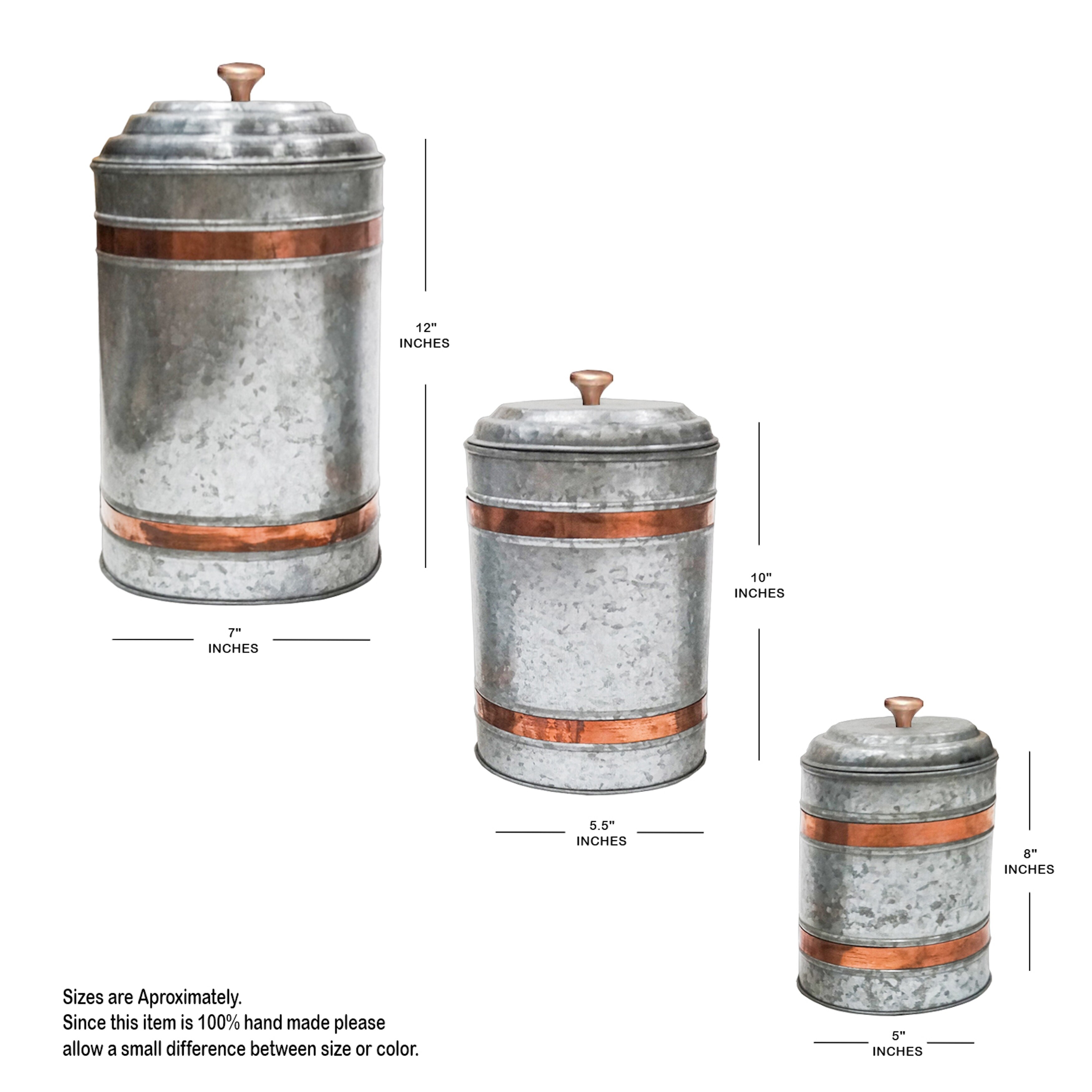 Heavy Galvanized Metal Rectangler Canister Set of Three Generic 
