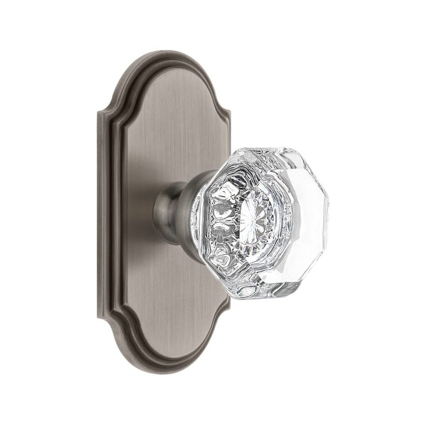Grandeur ARCCHM_PSG_234 Arc Solid Brass Rose Passage Door Knob Set with Chambord Crystal Knob and 2-3/4" Backset