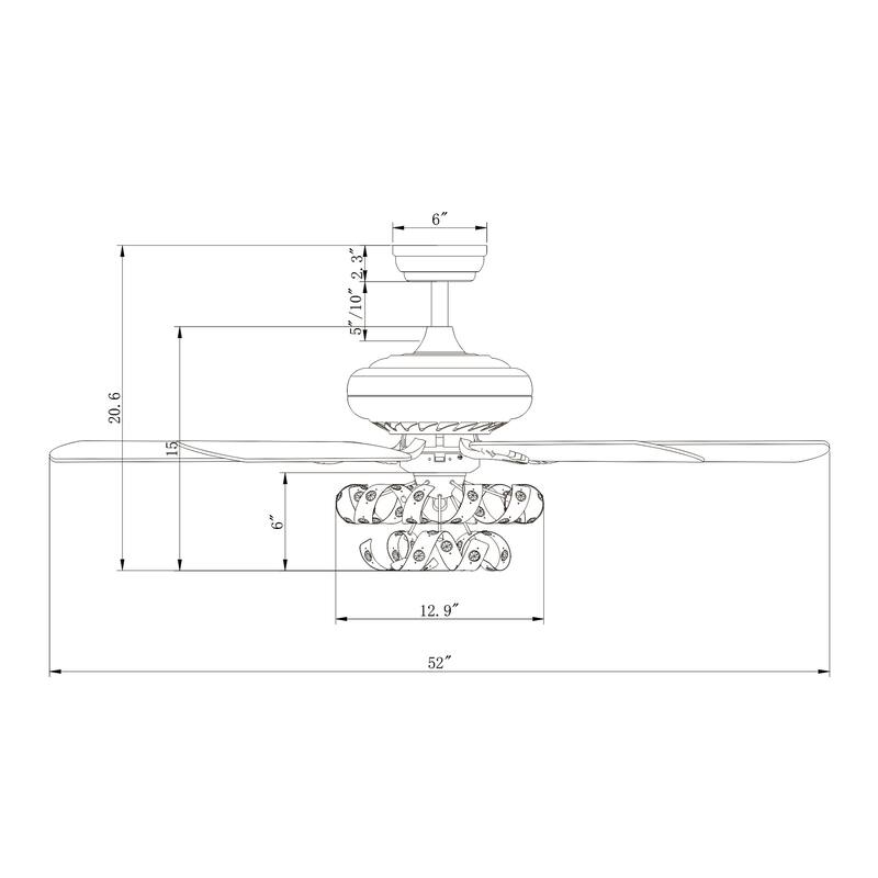 Chrome 52-Inch 5-Blade Lighted Ceiling Fan with Remote