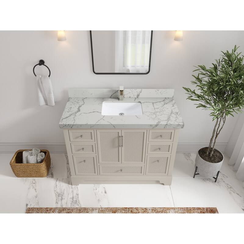 Willow Collections 48 in. W x 22 in. D Alys Single Sink Bathroom Vanity with Countertop - 2"Venatino Quartz - Fine Grain