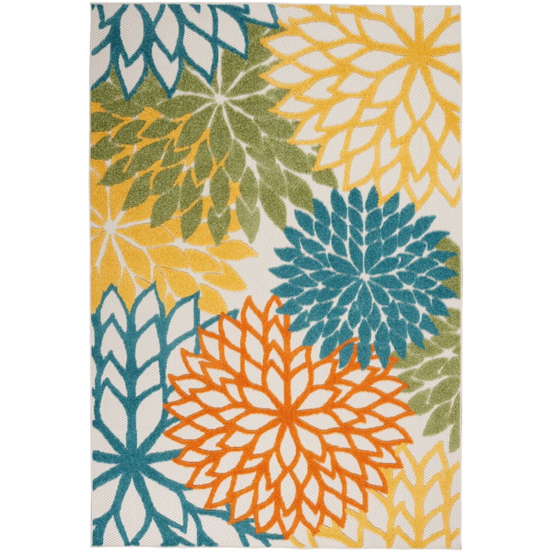 Nourison Aloha Floral Modern, Indoor/Outdoor Area Rug - 5'3" x 7'5" - Turquoise/Multicolor