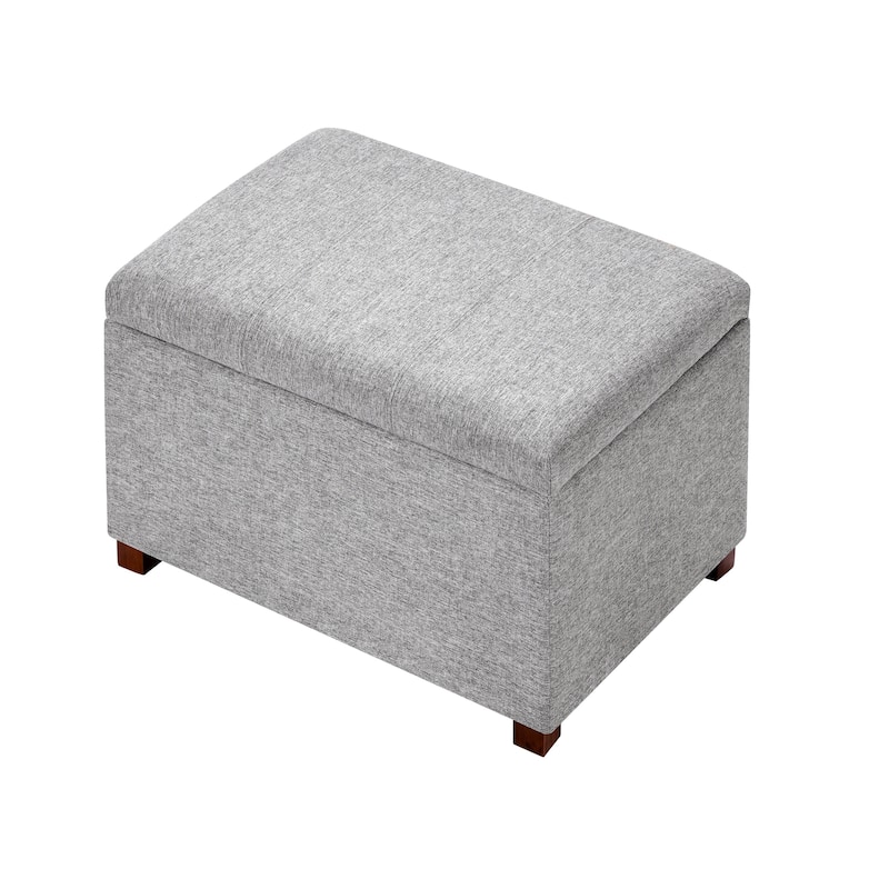Adeco Faux Leather Storage Ottoman for Living Room Footstool