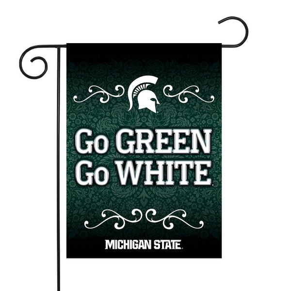 18" x 13" Green and White College Michigan State Spartans Outdoor Garden Flag - N/A