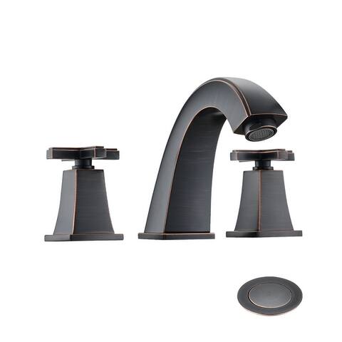 YASINU CrossHandlesWidespread8InchBathroomFaucetWithPop-upDrain