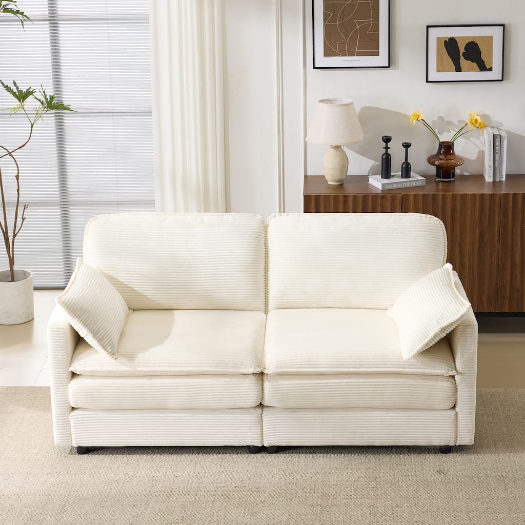 69" Plush Cloud Loveseat - Modular 2-Seater Chenille Sofa with Throw Pillows - Compact for Apartment, Living Room