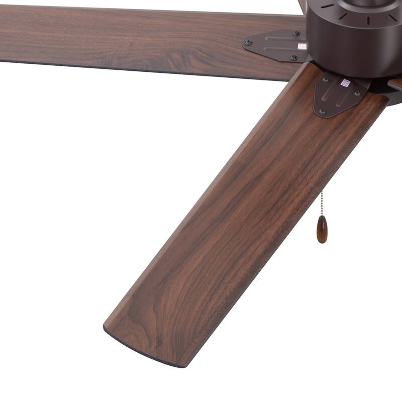 52" Indoor Traditional 5-Blade Ceiling Fan No Light with Pull Chain