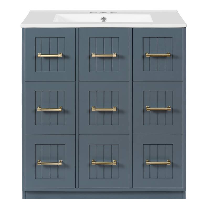 30inch Bathroom Vanity with Undermount Sink and Drawers, Painted Surface, Soft-Close Doors, Bathroom Cabinet
