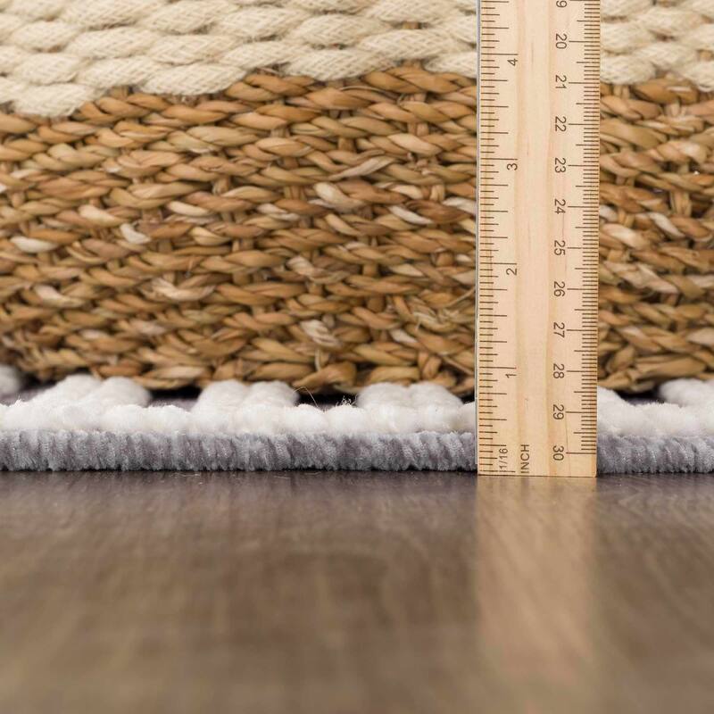Hauteloom Deron Living Room, Bedroom Machine Washable Area Rug - White, Off White - 2' x 2'10"