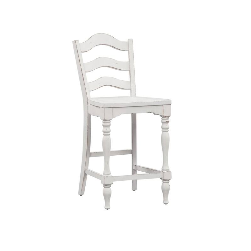 Magnolia Manor Antique White Weathered Bark Ladder Back Counter Chair (Set of 2)