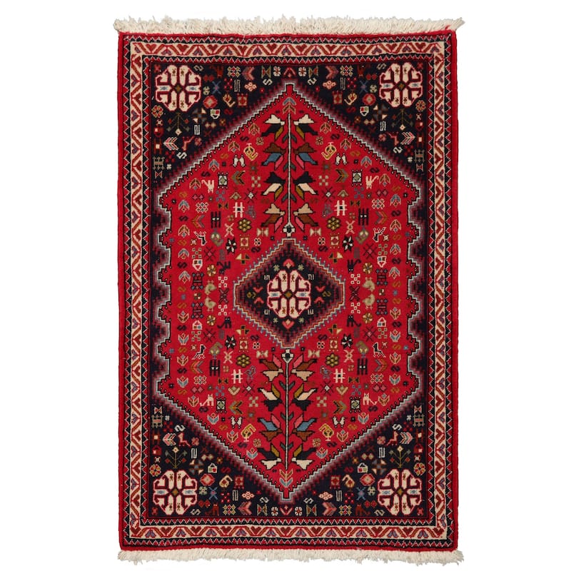 2'7''x4 Hand Knotted Wool Red Abadeh Traditional Rug - 2' 7'' x 4' - 2' 7'' x 4'