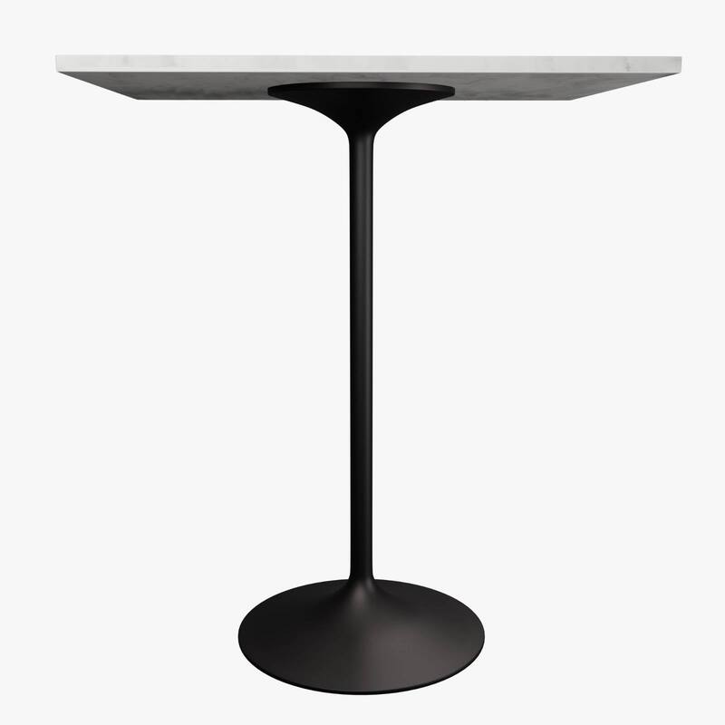 Square Bar Height Dining Table with Resin Top and Stainless Steel Base