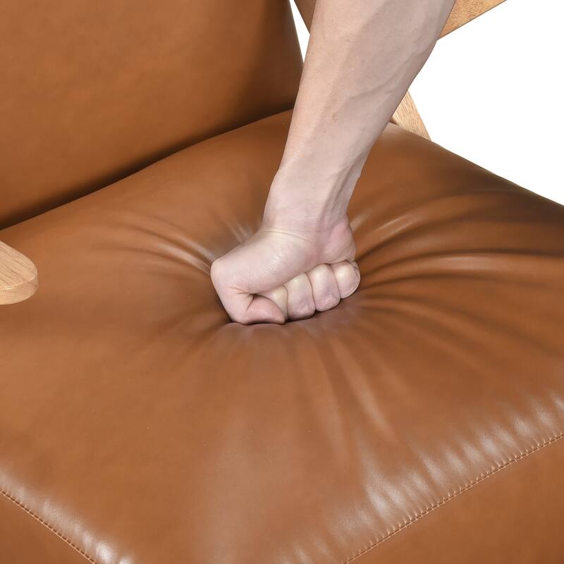 Rhys 26.5" Faux Leather Accent Chair - Solid Rubberwood Frame