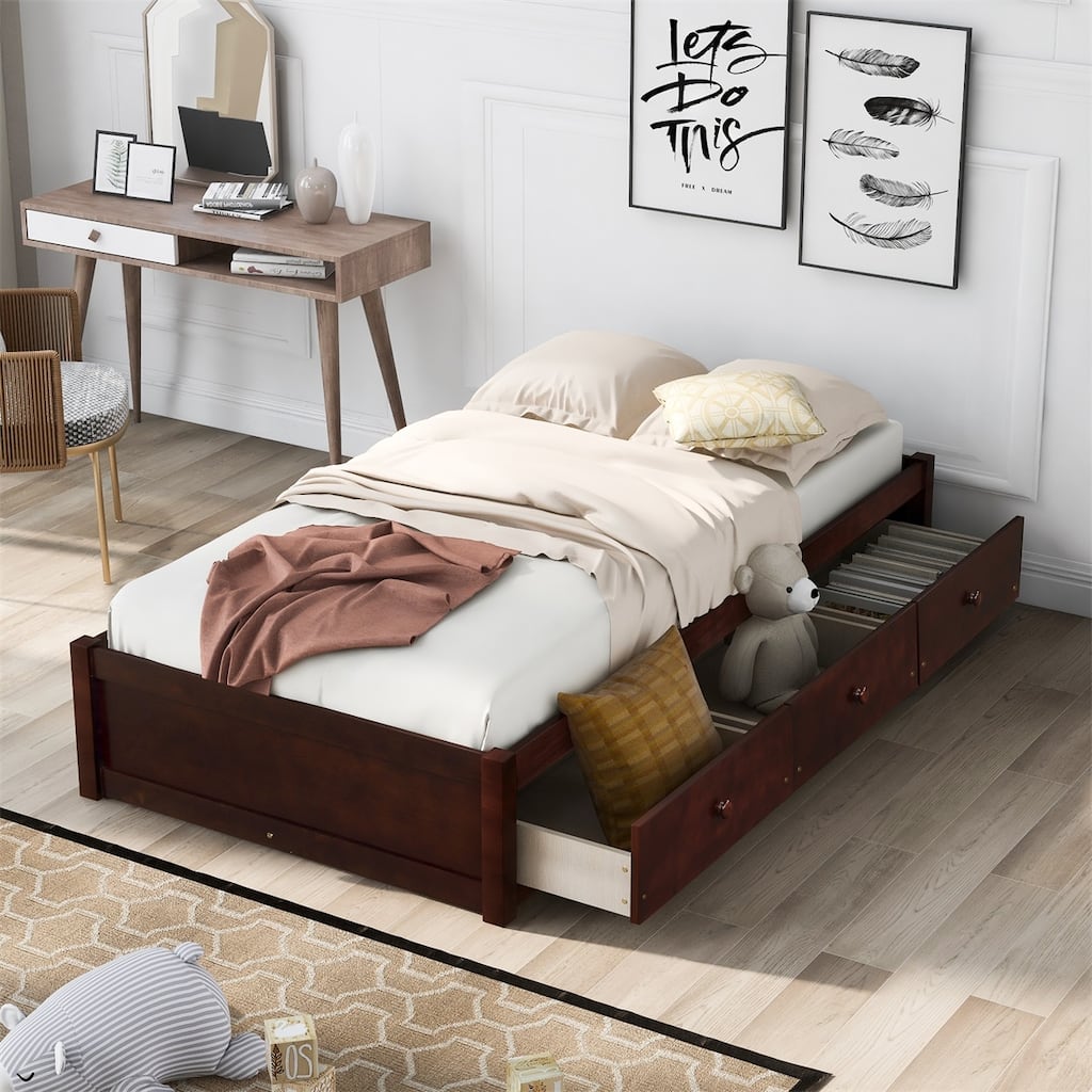 Merax Twin Platform Storage Bed with 3 Drawers
