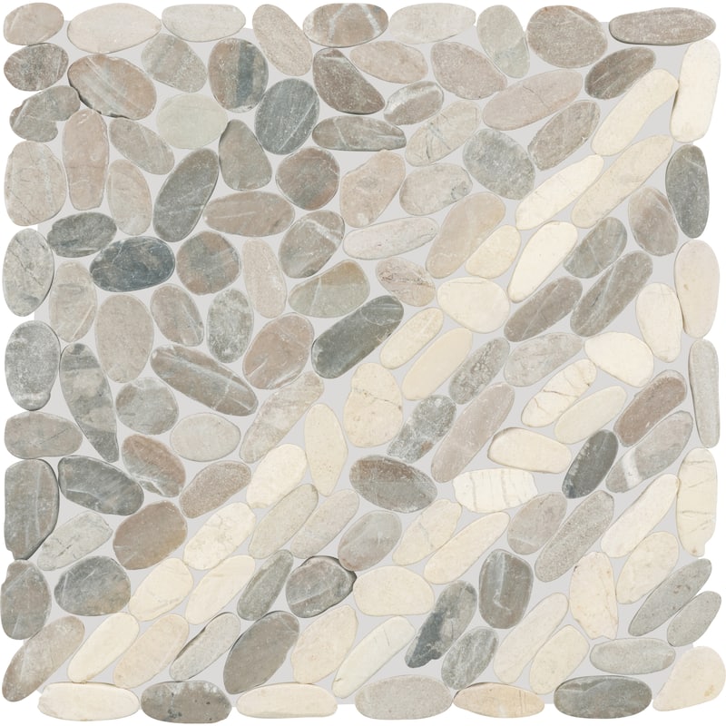 Daltile Pebble Oasis Natural Stone Striped Pebble Mosaic 11" x 11" (11 PC per Carton) (10.78 SQFT per Carton) - Coal