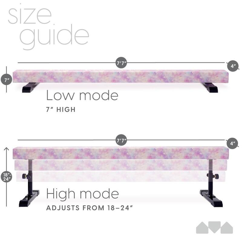 Milliard Patented Adjustable Balance Beam, High and Low (7'7") Floor Beam Suede Gymnastics Competition Style Training with Legs