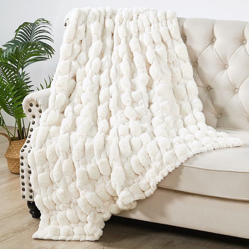 Home Soft Things Cozy Soft Plush Textured FauxFur Throw Blanket