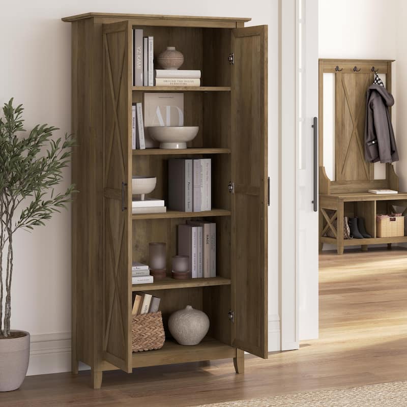Key West Tall Storage Cabinet with Doors and Shelves by Bush Furniture