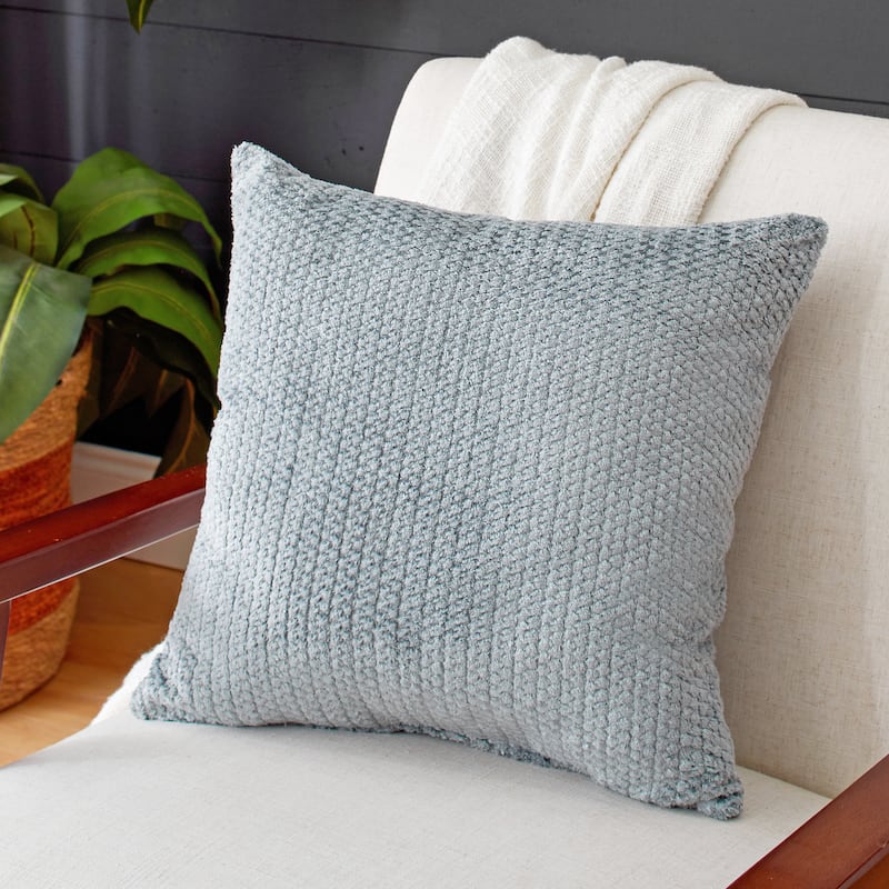 Sorra Home Velvet Shimmer Single Indoor Textured Knife Edge Square Pillow - 16 in - Sutherland Monument