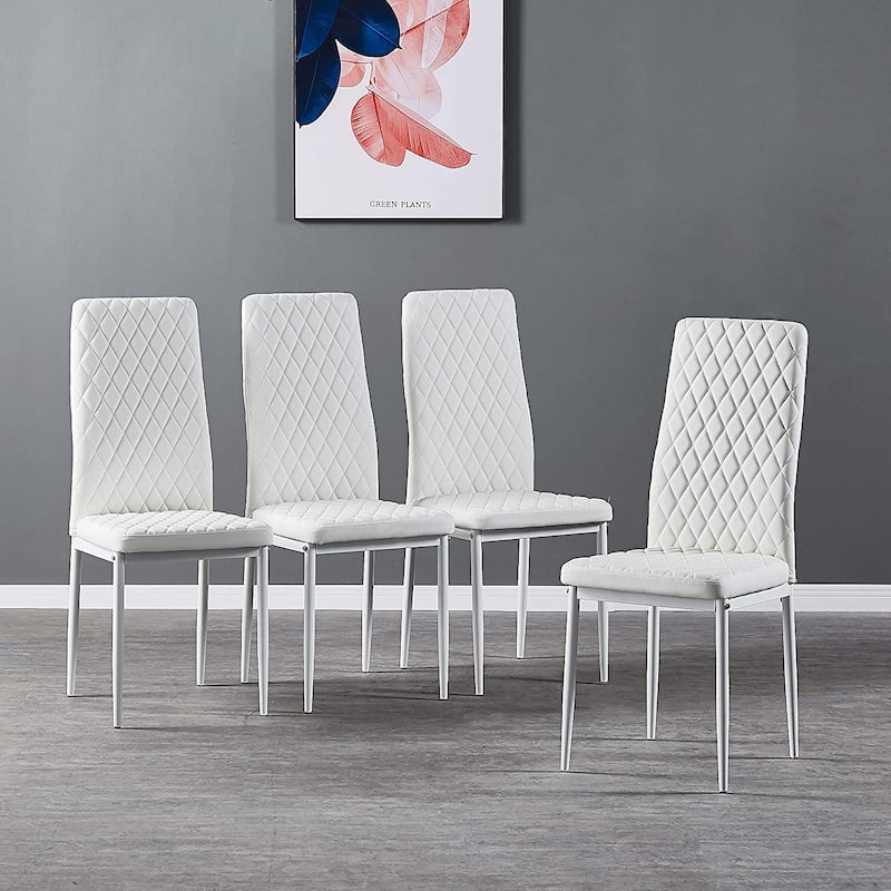 Modern Dining Chairs Set of 6 with PU Leather Seat and Metal Legs Accent Kitchen Side Chairs for Restaurant and Living Room