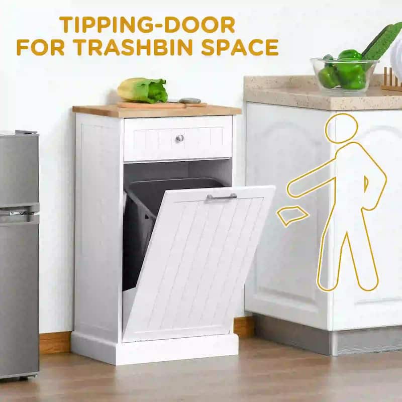 Kitchen Tilt Out Trash Bin Cabinet Free Standing Recycling Trash