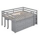 preview thumbnail 16 of 16, Full Size Solid Wood Loft Bed with Retractable Writing Desk and Side Movable Desk, 4 Drawers, Open Shelves